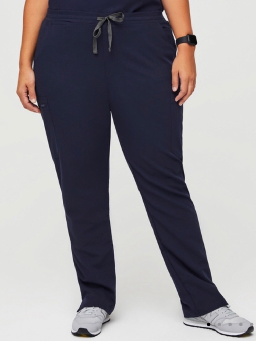 Figs‎ Yola Scrub Pants Elastic Waist Navy Blue High Waist Straight Size Large
